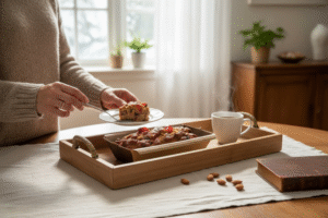 Gâteau aux fruits traditionnel artisanal imbibé au rhum, doré avec fruits confits et raisins moelleux, prêt à savourer pour Noël.
